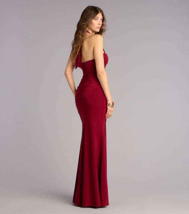 Windsor Lilian Halter Flower Cutout Mermaid Formal Dress - Image 2