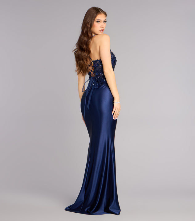 Windsor Logan Sequin Bead Corset Lace-Up Formal Dress - Image 2