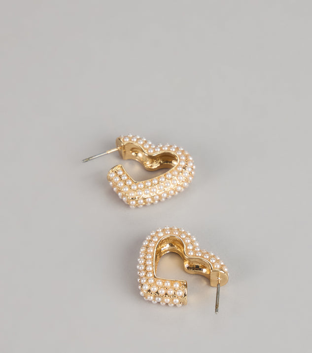 Windsor Love Notes Faux Pearl Heart Earrings - Image 3
