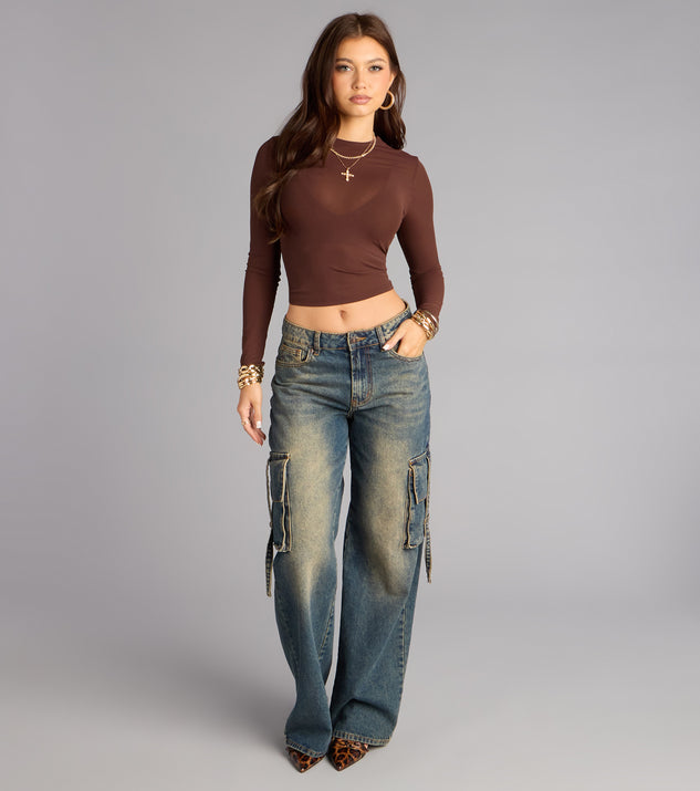 Windsor Low-Key Chic Sheer Mesh Long Sleeve Top - Image 3