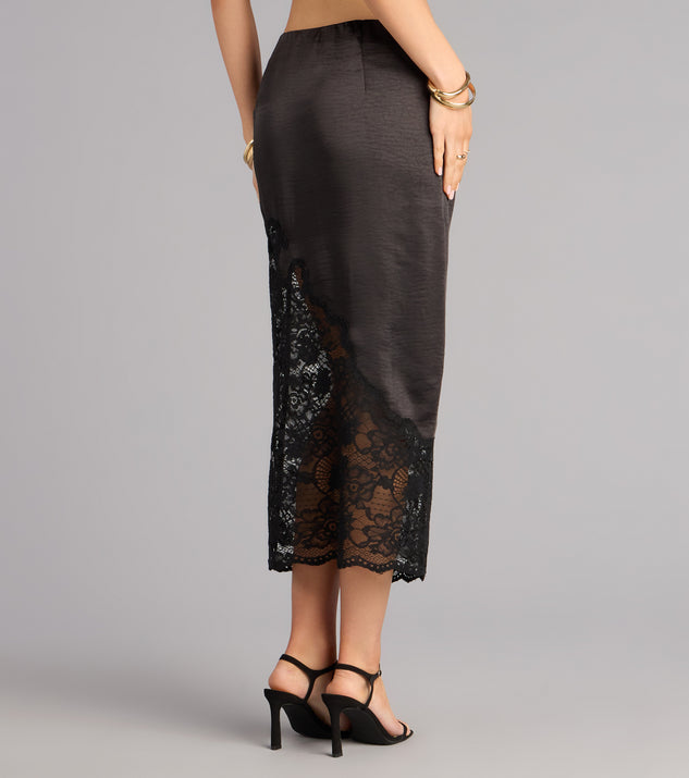 Windsor Low Key Luxe Satin Lace Midi Skirt - Image 3
