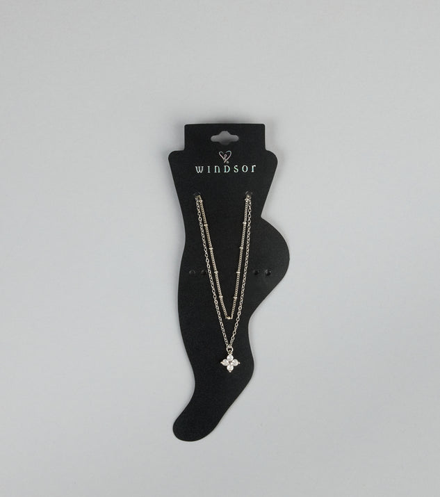 Windsor Lucky Layers Rhinestone Clover Anklet - Image 3
