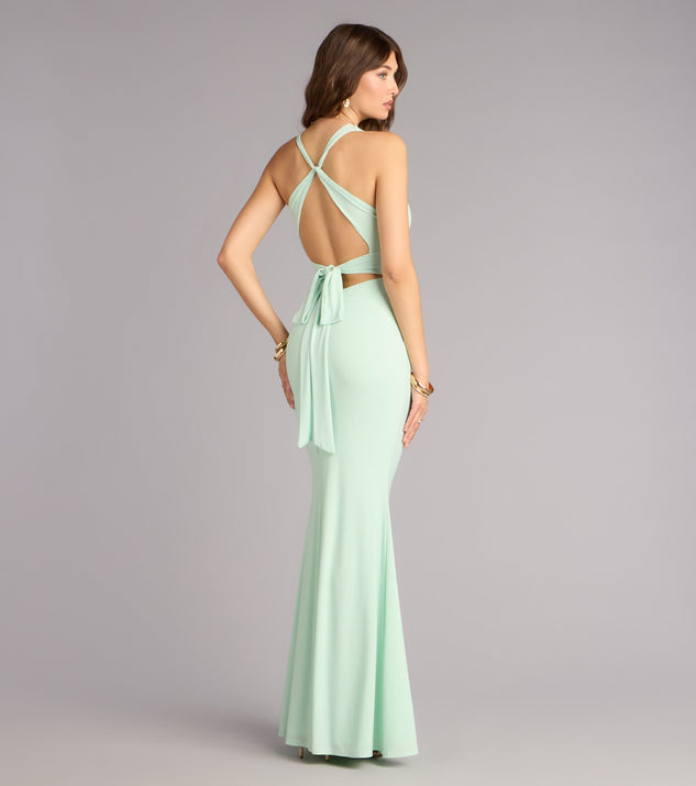 Windsor Lydia Halter Lace-Up Mermaid Formal Dress - Image 2