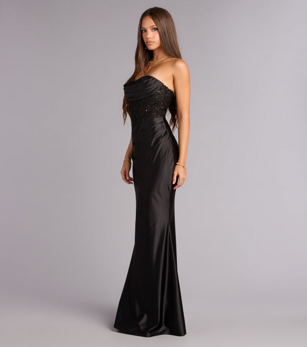 Windsor Mackenzie Satin Corset Mermaid Formal Dress - Image 3
