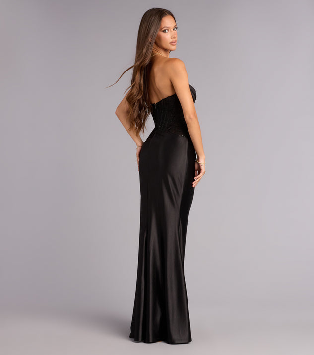 Windsor Mackenzie Satin Corset Mermaid Formal Dress - Image 2