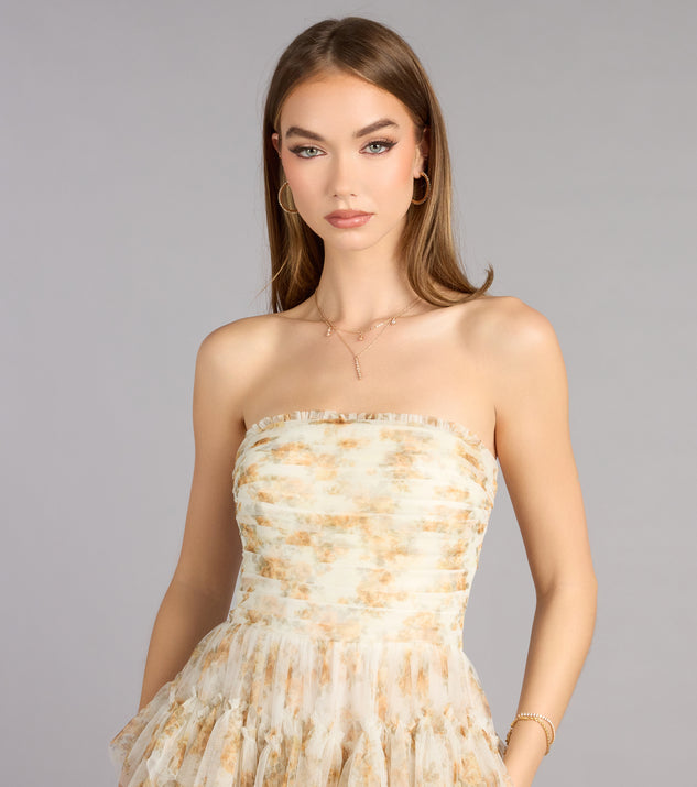 Windsor Madisyn Floral Lace-Up Ruffle Ball Gown - Image 3