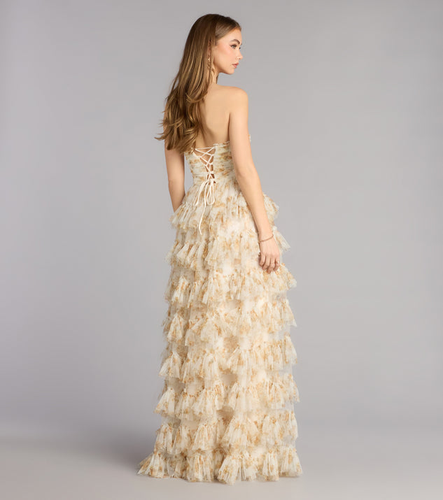 Windsor Madisyn Floral Lace-Up Ruffle Ball Gown - Image 2
