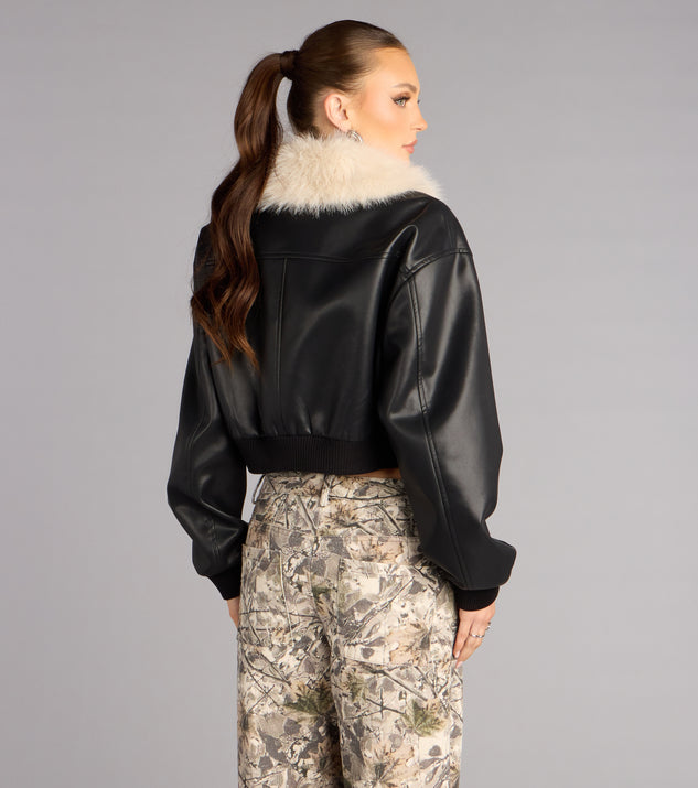 Windsor Major Mood Faux Leather Bomber Jacket - Image 2