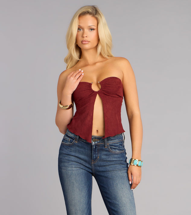 Windsor Major Vibe Faux Suede Cutout Tube Top - Image 2