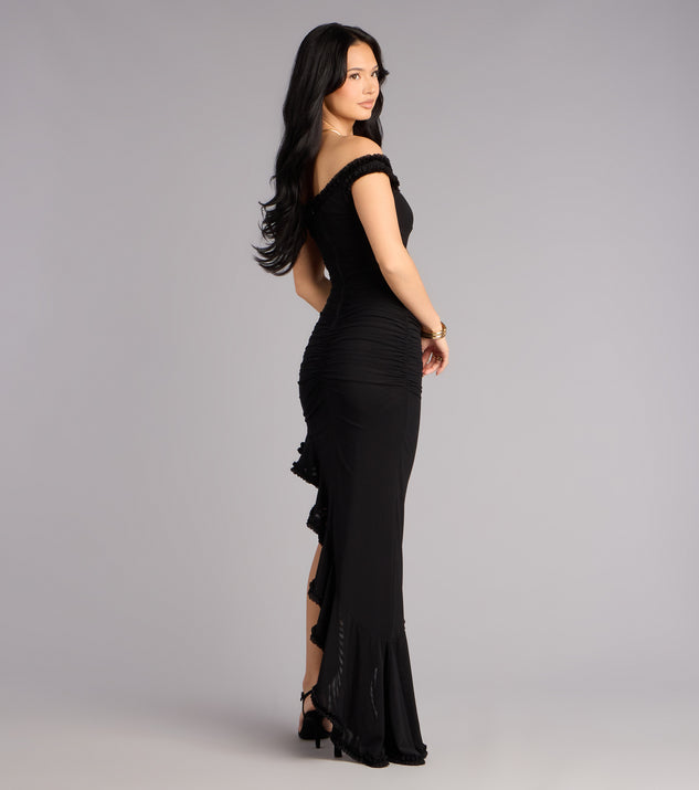 Windsor Mandy Mesh Off-The-Shoulder Formal Dress - Image 2