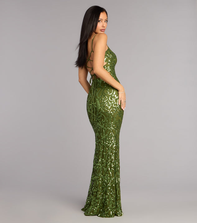 Windsor Mari Sequin Lace-Up Formal Dress - Image 2