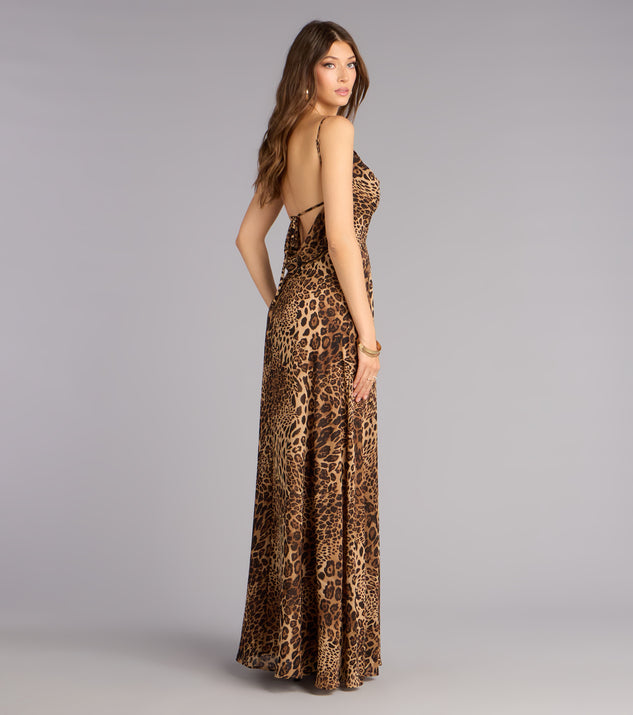 Windsor Massie Leopard Chiffon A-Line Formal Dress - Image 2