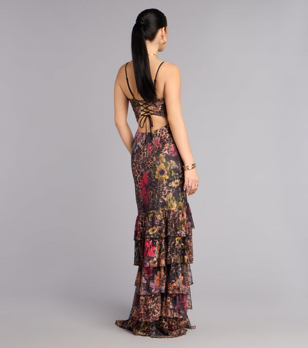 Windsor Megan Leopard Floral A-Line Formal Dress - Image 2