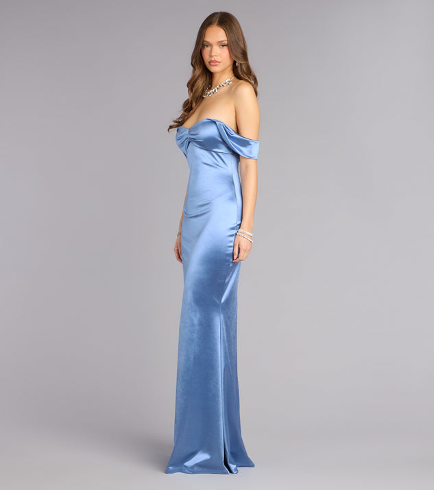 Windsor Melodie Satin Off-Shoulder Formal Dress - Image 3
