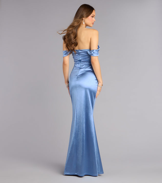 Windsor Melodie Satin Off-Shoulder Formal Dress - Image 2