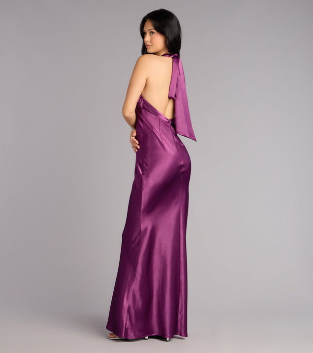 Windsor Meryl Satin Open Back Mermaid Formal Dress - Image 2