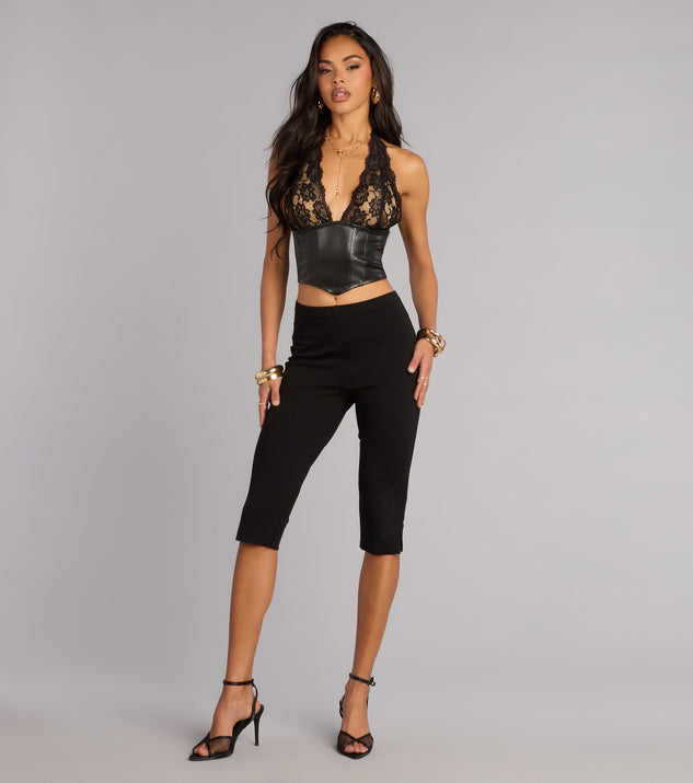 Windsor Midnight Mood Lace And Faux Leather Corset Top - Image 3
