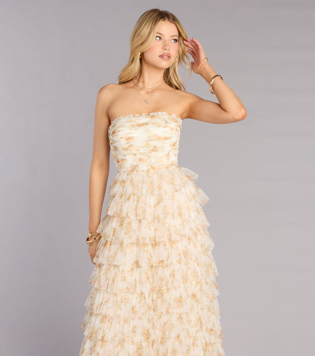 Windsor Milena Floral Mesh Ruffle A-Line Gown - Image 3