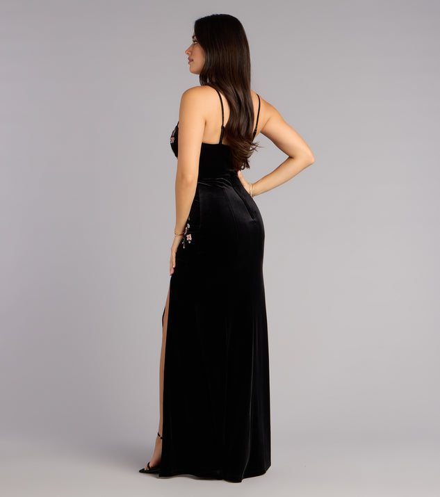 Windsor Mira Velvet Floral Appliqué Formal Dress - Image 2
