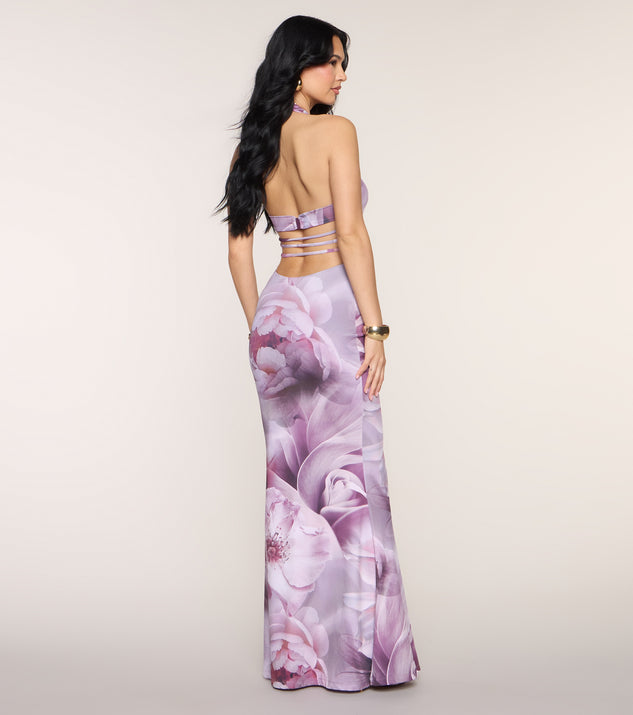 Windsor Natalia Floral Halter Formal Dress - Image 2