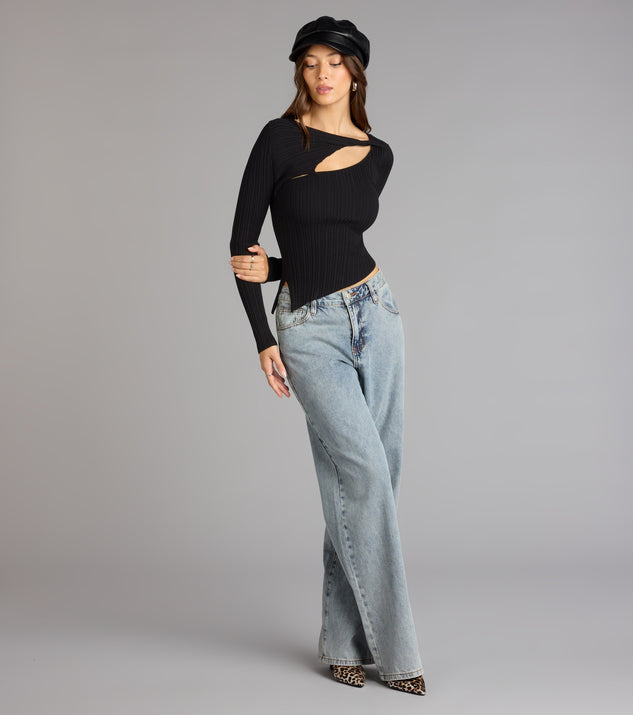 Windsor Not So Basic Long Sleeve Cutout Top - Image 3