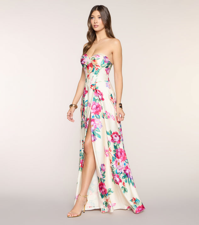Windsor Nyla Satin Floral A-Line Formal Dress - Image 3