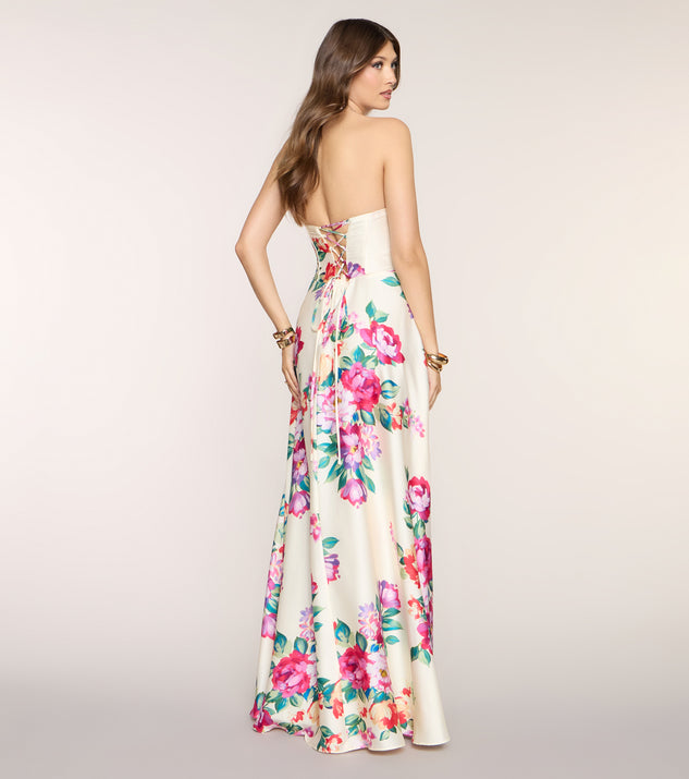 Windsor Nyla Satin Floral A-Line Formal Dress - Image 2