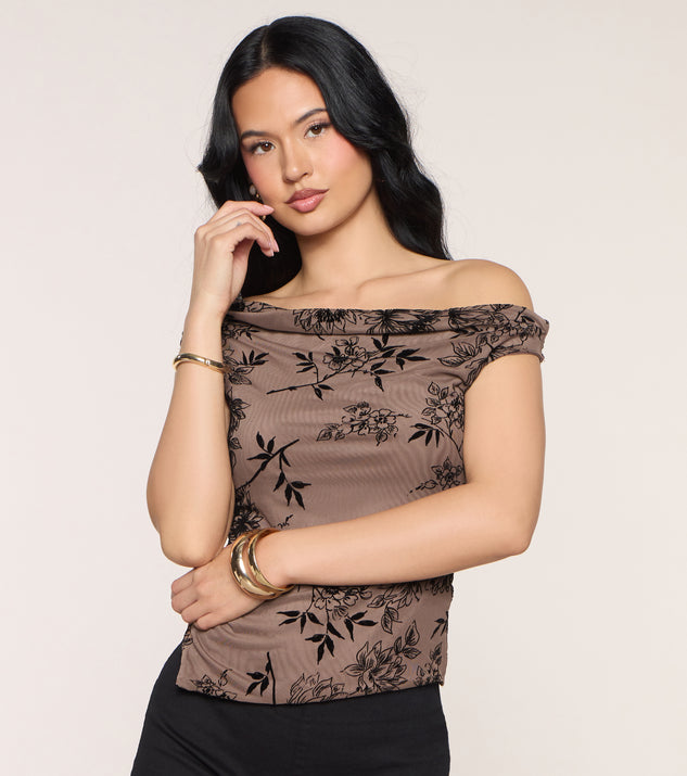 Windsor Off Balance Floral Mesh Crop Top - Image 3
