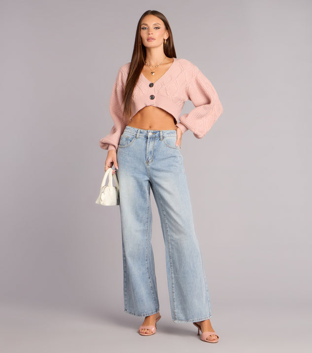 Windsor Off Duty Charm Cable Knit Crop Cardigan - Image 3