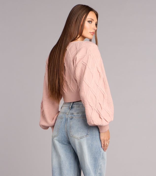 Windsor Off Duty Charm Cable Knit Crop Cardigan - Image 2