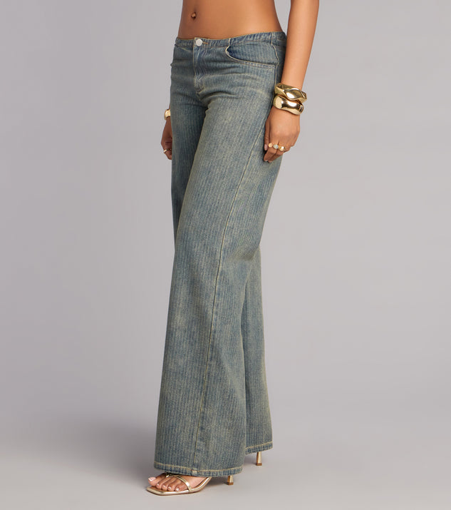 Windsor Off Duty Cool Girl Low-Rise Pinstriped Denim Pants - Image 3