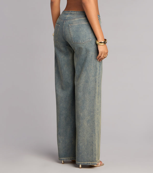 Windsor Off Duty Cool Girl Low-Rise Pinstriped Denim Pants - Image 2