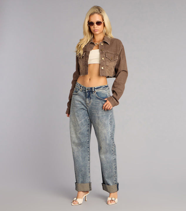 Windsor Off Duty Crush Denim Crop Jacket - Image 3