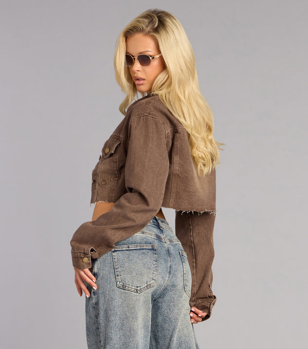 Windsor Off Duty Crush Denim Crop Jacket - Image 2