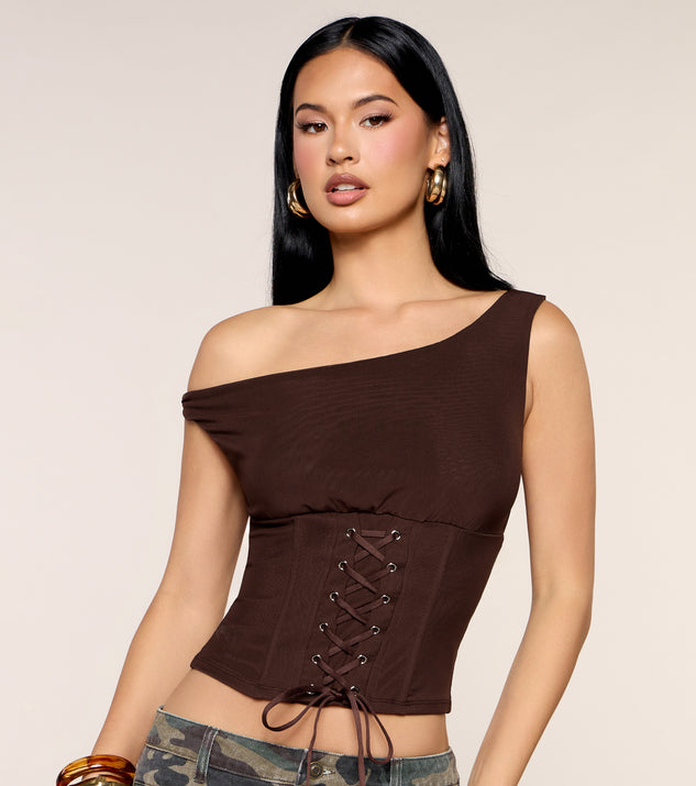 Windsor Off Script One Shoulder Corset Top - Image 3