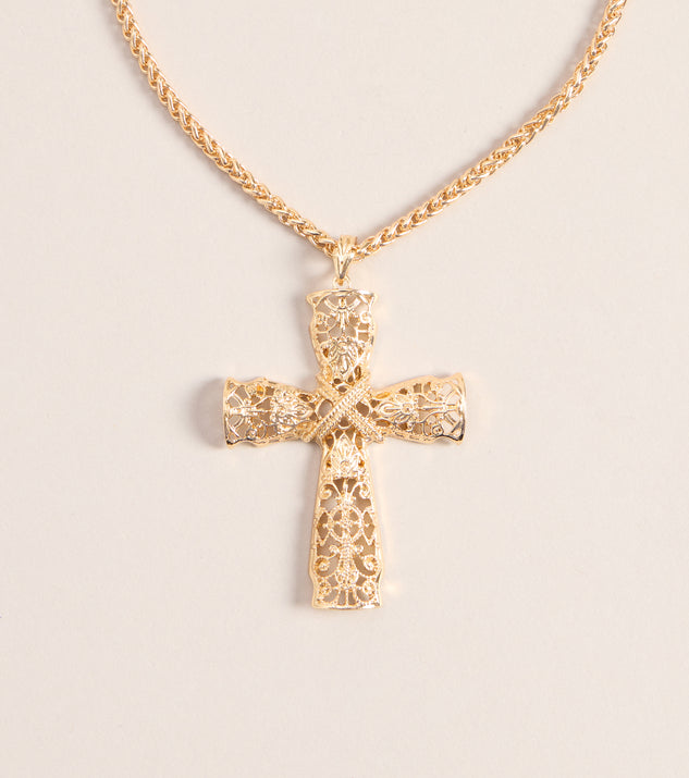 Windsor Ornate Edge Cross Pendant Necklace - Image 3