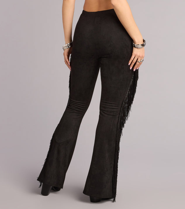 Windsor Outlaw Attitude Fringe Faux Suede Flare Pants - Image 2