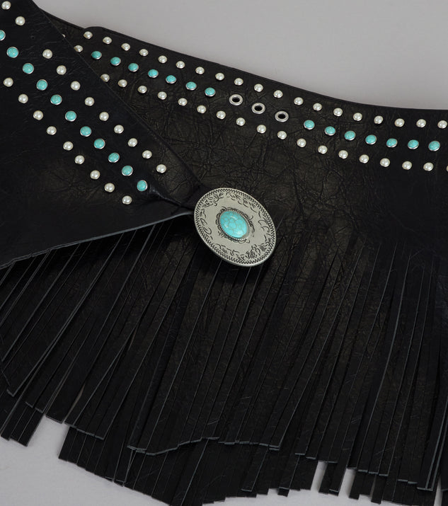 Windsor Outlaw Energy Faux Leather Fringe Skirt Belt - Image 3