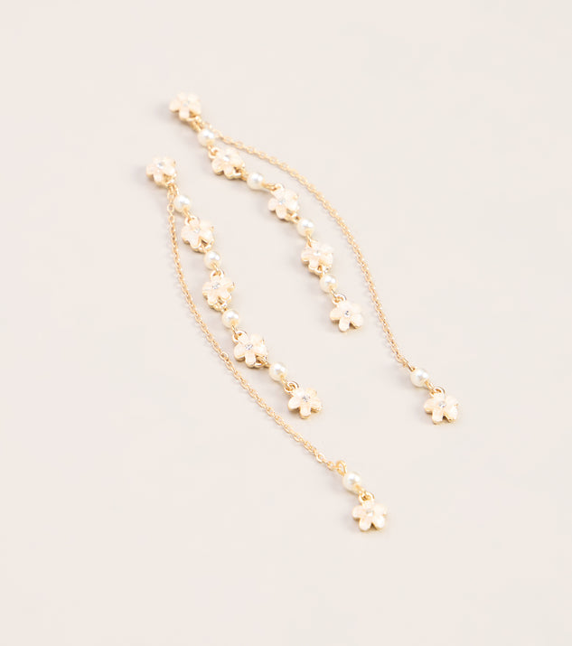 Windsor Petal Drop Flower Linear Earrings - Image 2