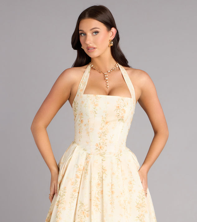 Windsor Petals And Plans Halter Lace-Up Midi Dress - Image 3