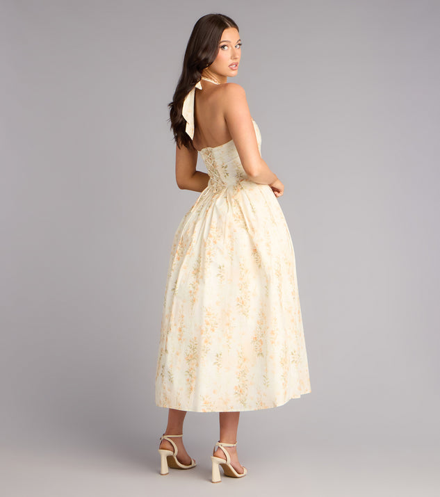 Windsor Petals And Plans Halter Lace-Up Midi Dress - Image 2