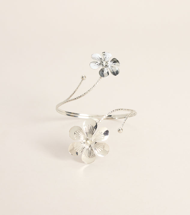 Windsor Polished Bloom Wrap Flower Arm Cuff - Image 2