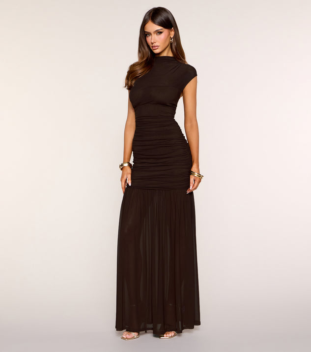 Windsor Polished Ease Cap Sleeve Mesh Maxi Dress - Image 3