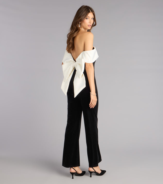 Windsor Polished Luxe Bow-Back Velvet Jumpsuit - Image 2