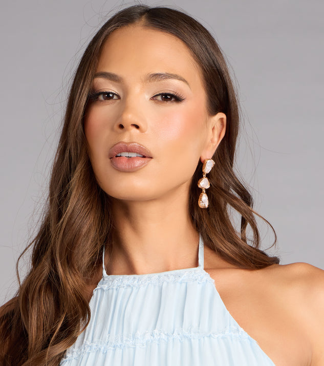 Windsor Polished Mood Faux Pearl Linear Earrings - Image 2