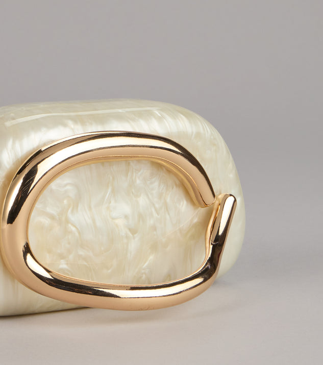 Windsor Polished Plans Pearlescent Metal Handle Clutch - Image 3