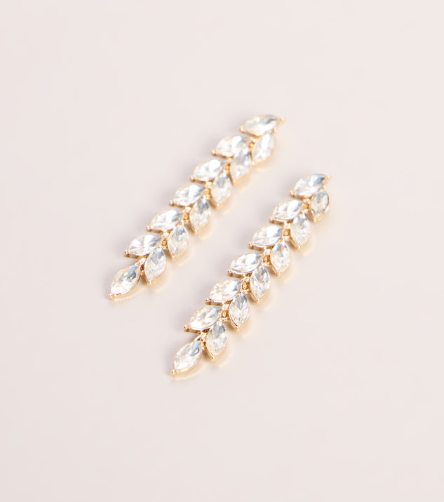 Windsor Polished RSVP Rhinestone Leaf Drop Earrings - Image 3
