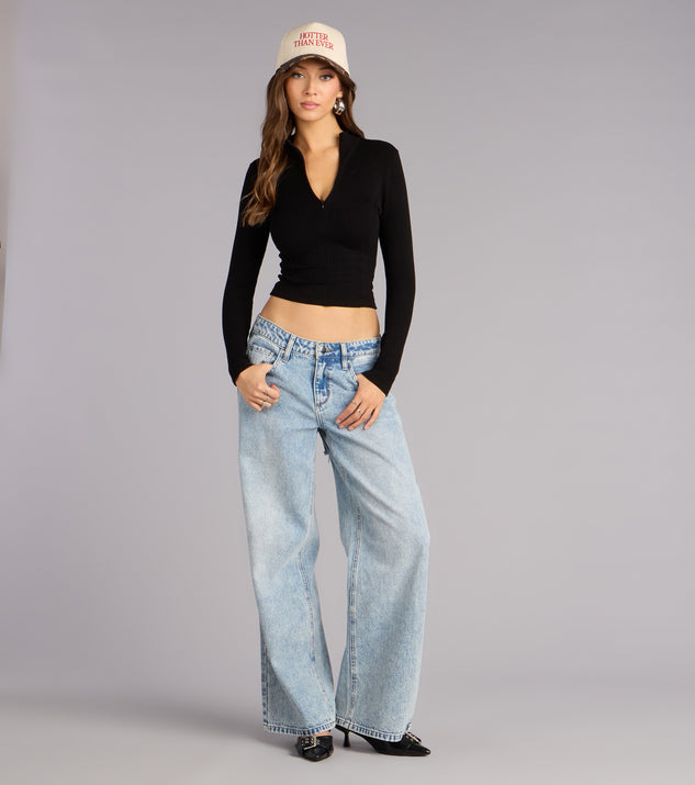 Windsor Ready To Move Mock Neck Zip Crop Top - Image 3