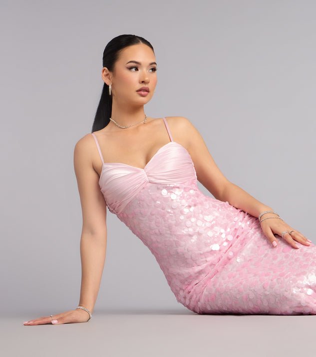 Windsor Rosalie Formal Satin Sequin Mermaid Dress - Image 3