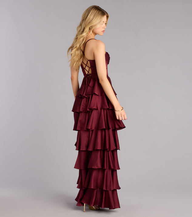 Windsor Rose Satin Ruffle A-Line Formal Dress - Image 2
